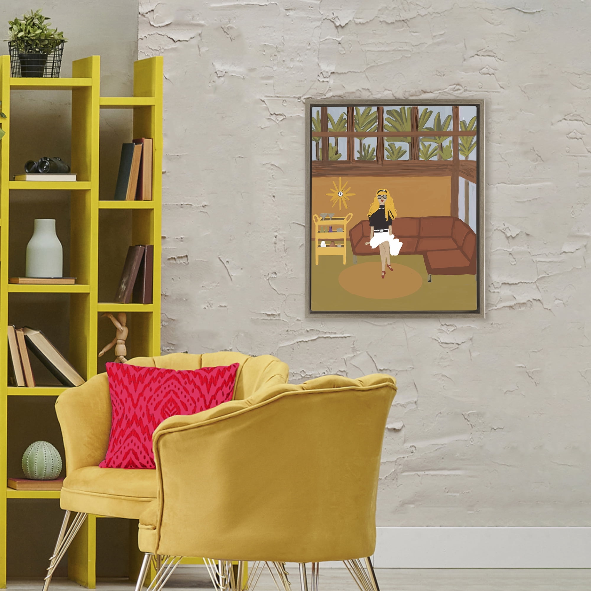 Stupell Industries Living The Girl Life Brown Framed Floater Canvas Wall Art, design by Kristal Clifford