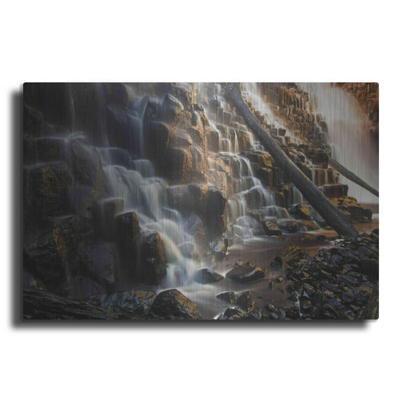 Luxe Metal Art 'Dip Falls' by Everlook Photography, Metal Wall Art, 24"x16"