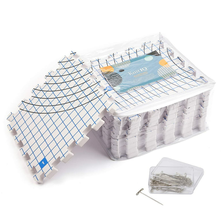 SZLYSNKJ 9 Pcs Blocking Mats for Knitting, Extra Thick Blocking Boards with Grids, with 200 T-Pins and 24pcs Knitting Blockers, for Needlepoint or Crochet