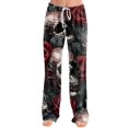 thumbnail image 2 of Clossjun Halloween Pajama Pants for Women Cozy Wide-Leg Novelty Holiday Pumpkin Ghost Bat Print Bottoms Nightwear M, 2 of 6