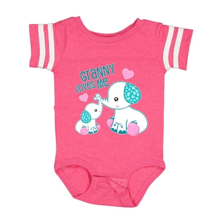 

Inktastic Granny Loves Me-cute Elephants Gift Baby Boy or Baby Girl Bodysuit