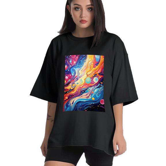 Plus Size Shirt for Women Black Tops for Women Short Sleeves Shirt for Women Modern Abstraction T Shirt Crewneck Shirt for Women XS