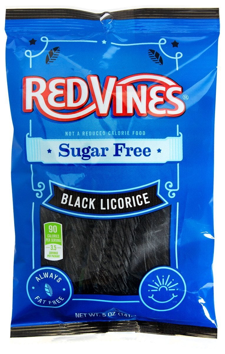 12 PACKS : Sugar Free Vines, Black Licorice, 5 oz bag by