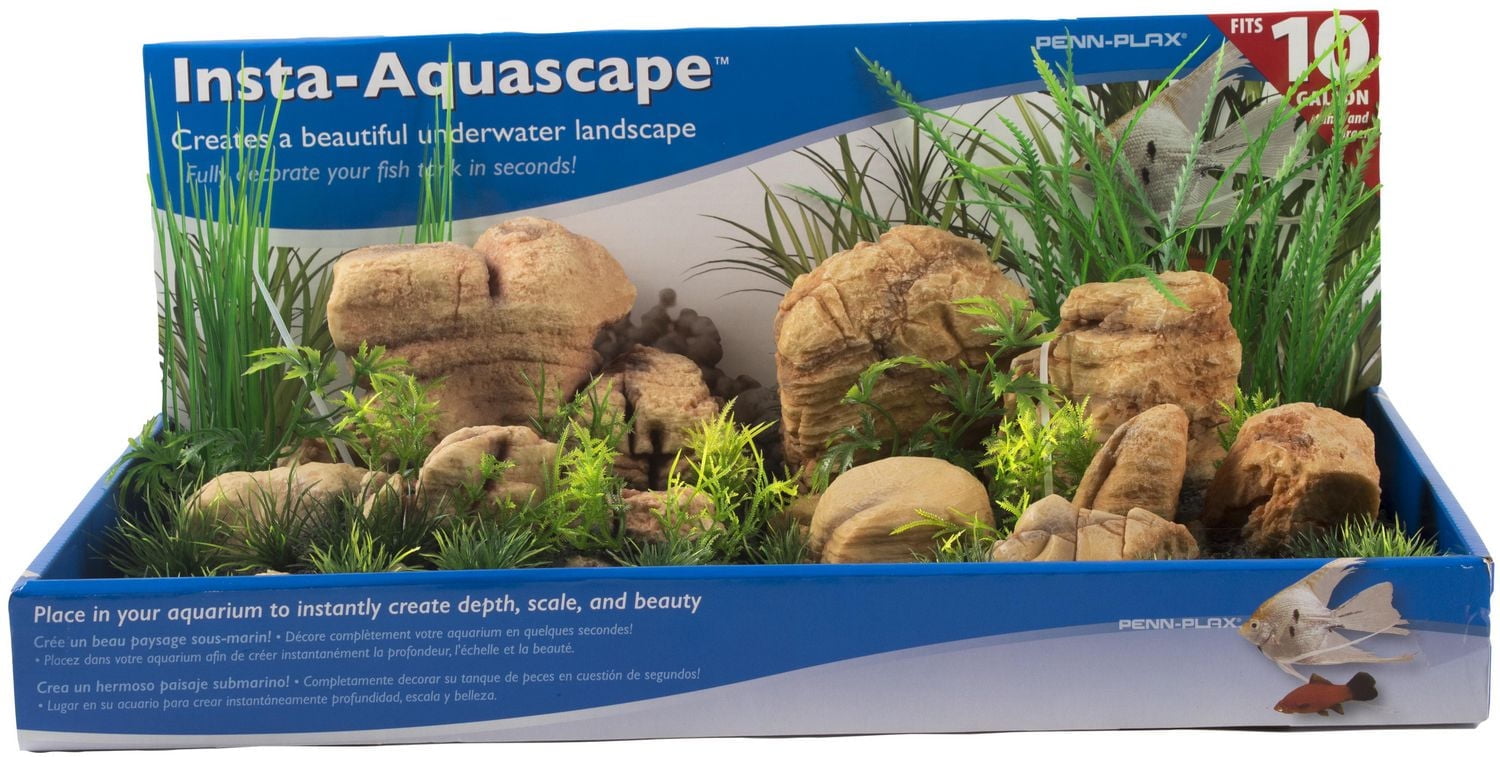 Penn Plax Insta-Aquascape 2 Piece 10 Gallon Tank Decor- resin