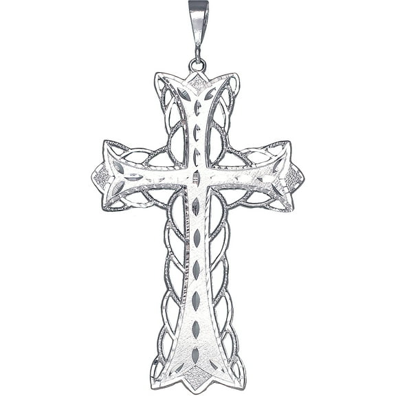 Huge Heavy Sterling Silver Cross without Jesus Pendant Necklace 5 Inches 23 Gram