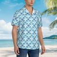 thumbnail image 4 of Haiem Blue Fish Scale Texture Printed Hawaiian Shirt for Men - Men’s Casual Beach Summer Shirts - Stretch Fabric with Modern Fit-Medium, 4 of 7