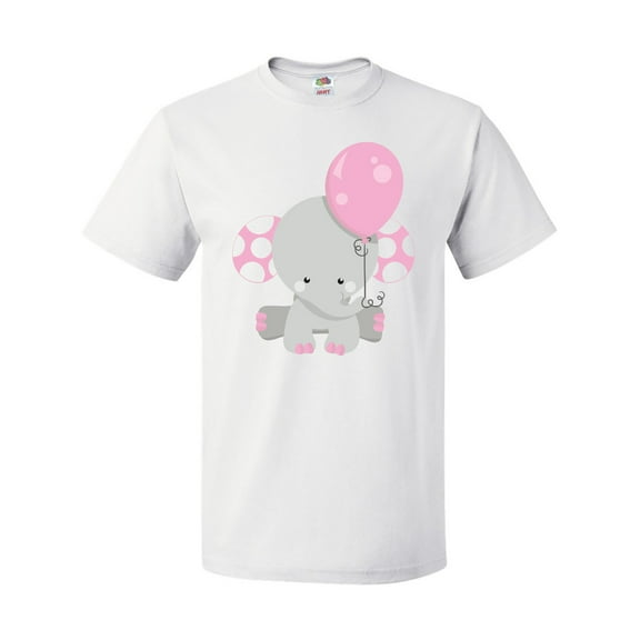 Inktastic Little Gray Elephant Holding A Pink Balloon T-Shirt