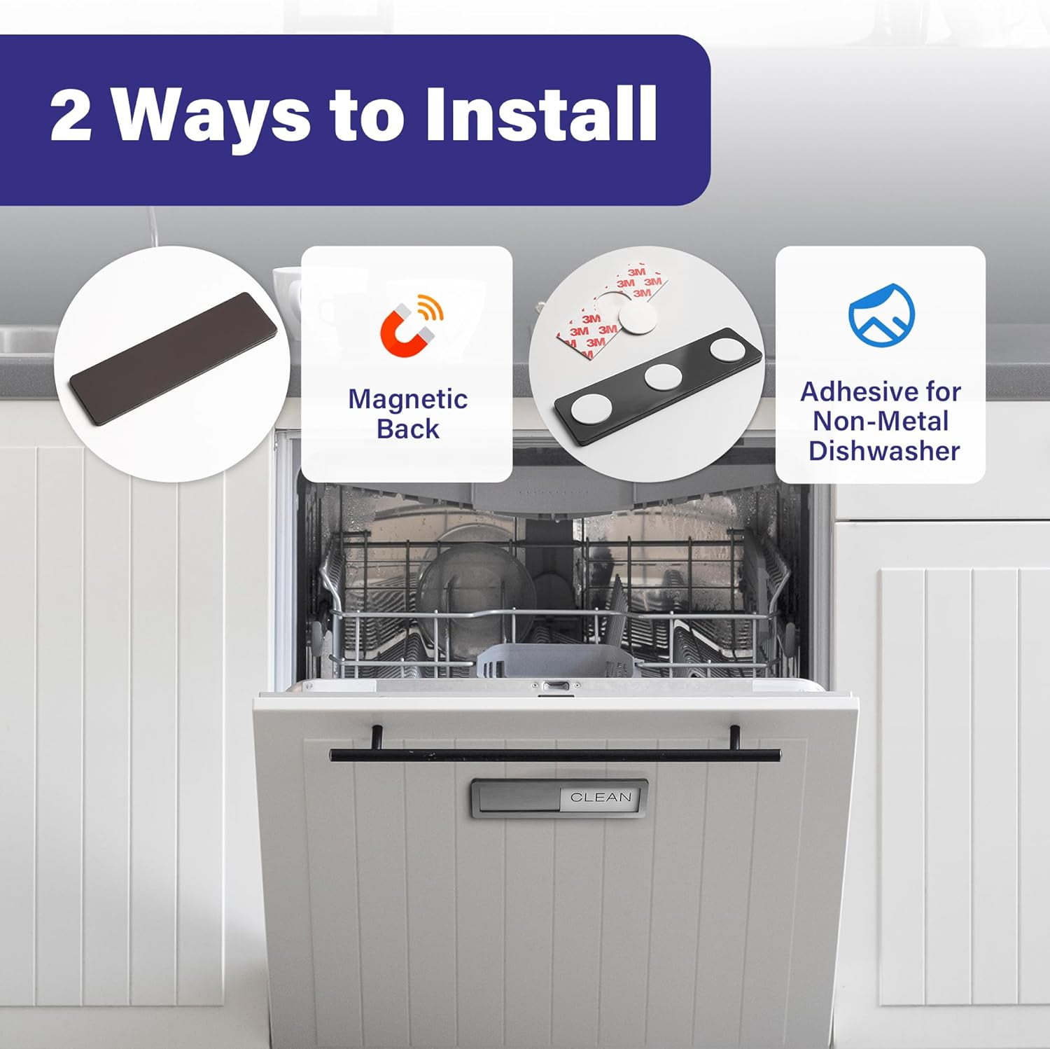Dishwasher Magnet Clean Dirty Sign - Stainless Steel Dishwasher Magnetic Sign - Clean & Dirty Dishwasher Slider Easy to Indicator - Kitchen Gadgets