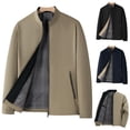 thumbnail image 4 of WREESH Fashion Jacket Men'S Casual Solid Color Zipper Long Sleeve Hoodless Casual Outwear Jackets Khaki, 4 of 4