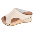 thumbnail image 6 of Modisza Platform Wedge Slide Sandals for Women 2026 Summer Cork Footbed Wedges Shoes Suede Open Toe Summer Slippers Size 7 Beige, 6 of 7