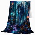 thumbnail image 2 of Celestial Forest Wolf Butterfly Wings Mystical Fantasy Art, Mystical Woodland Scene, Warm Flannel Blanket for Cabin and Lodge, Garden Lovers Housewarming Gift, Fantasy Home Decor, 2 of 9