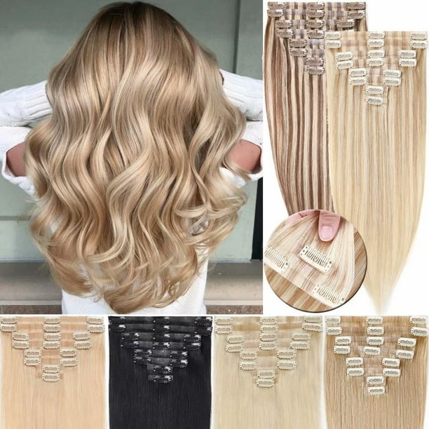 SEGO Invisible Tape Weft Clip in Human Hair Extensions Full Head Silky