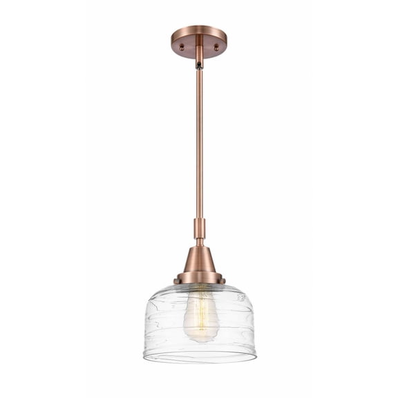 447-1S-AC-G713-Innovations Lighting-Bell - 1 Light Stem Hung Mini Pendant In Industrial Style-11.13 Inches Tall and 8 Inches Wide-Antique Copper
