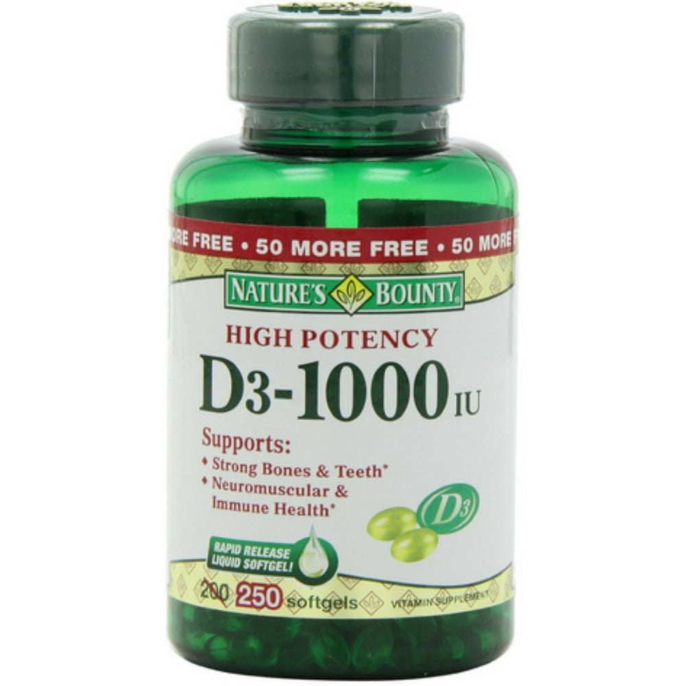 Nature's Bounty High Potency Vitamin D1000 IU Softgels, 200 ea (Pack