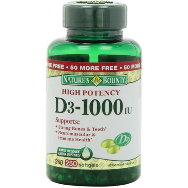Nature's Bounty High Potency Vitamin D1000 IU Softgels, 200 ea (Pack