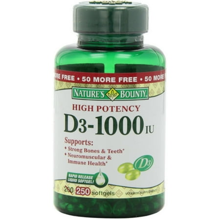 Natures Bounty Vitamin B-12 1000 Mcg Tablets - Nature's Bounty High Potency Vitamin D-1000 IU Softgels, 200 ea (Pack of 3)