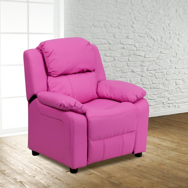 Flash Furniture Standard Vinyl Recliner with Storage, Hot Pink