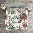 thumbnail image 3 of Ambesonne Flower Quilted Bedspread Set 3 Pcs, Vintage Floral Ornaments, Queen Size, Multicolor, 3 of 3