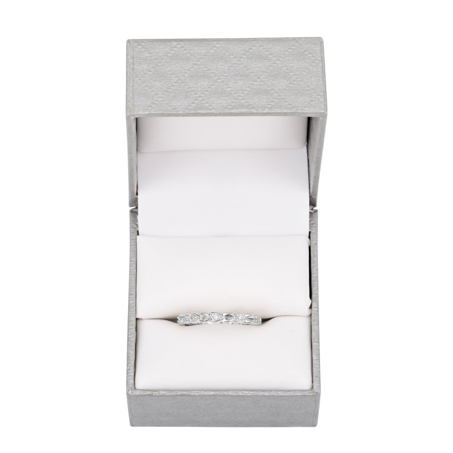 Sterling Silver and Genuine Diamond Accent Stackable Heart Ring