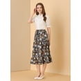 thumbnail image 2 of Falda estampado de girasoles Allegra K de Gasa para Mujer Amarillo negro M, 2 of 6