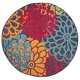 thumbnail image 4 of Oasis Modern Floral Navy and Aqua Polypropylene Indoor Outdoor Area Rug, 8'x8' Round, 4 of 6