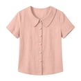 thumbnail image 5 of Asgosdo Womens Tops Short Sleeve Button Down Solid Color Loose Fit Blouses Basic Comfy Going Out Shirts, 5 of 5