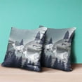 thumbnail image 3 of Amrita Sen Designs  16 x 16 in. Running Reindeer Broadcloth Indoor & Outdoor Zippered Pillow - Grey & Blue, 3 of 4