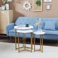 thumbnail image 2 of HOMCOM Nesting Tables Set of 3 Side Table with Marble Effect White and Gold, 2 of 10