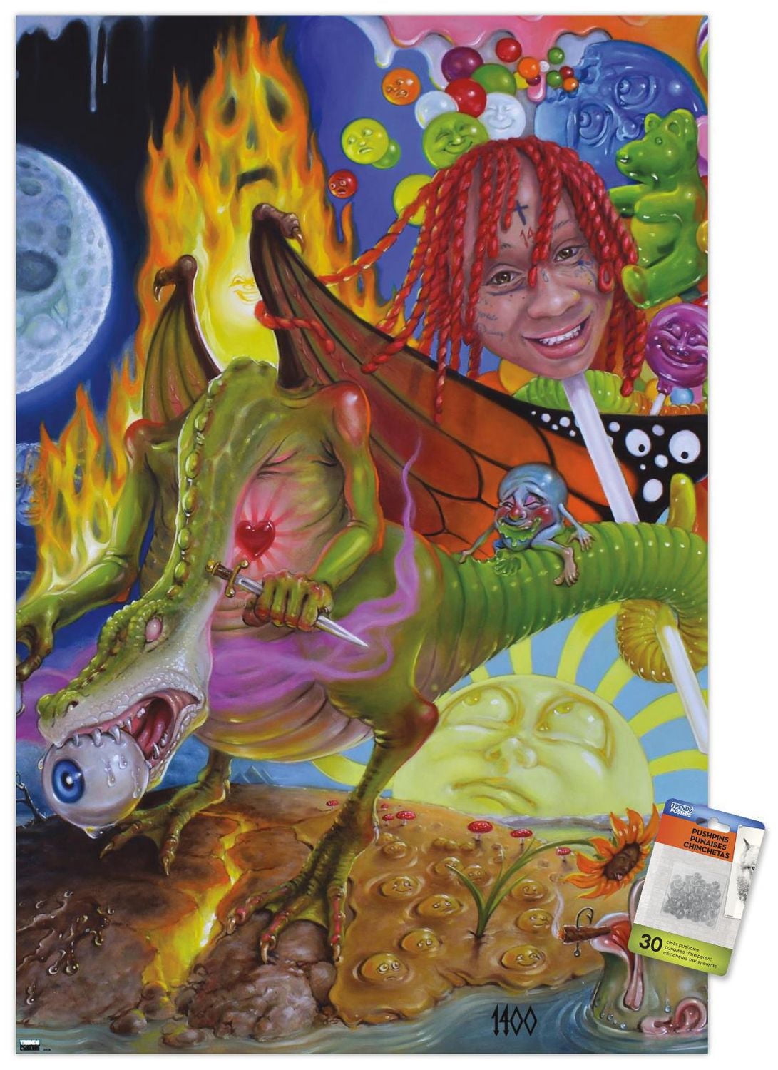 Trippie Redd - Trip at Knight Album Cover Wall Poster with Magnetic Frame, 22.375" x 34"
