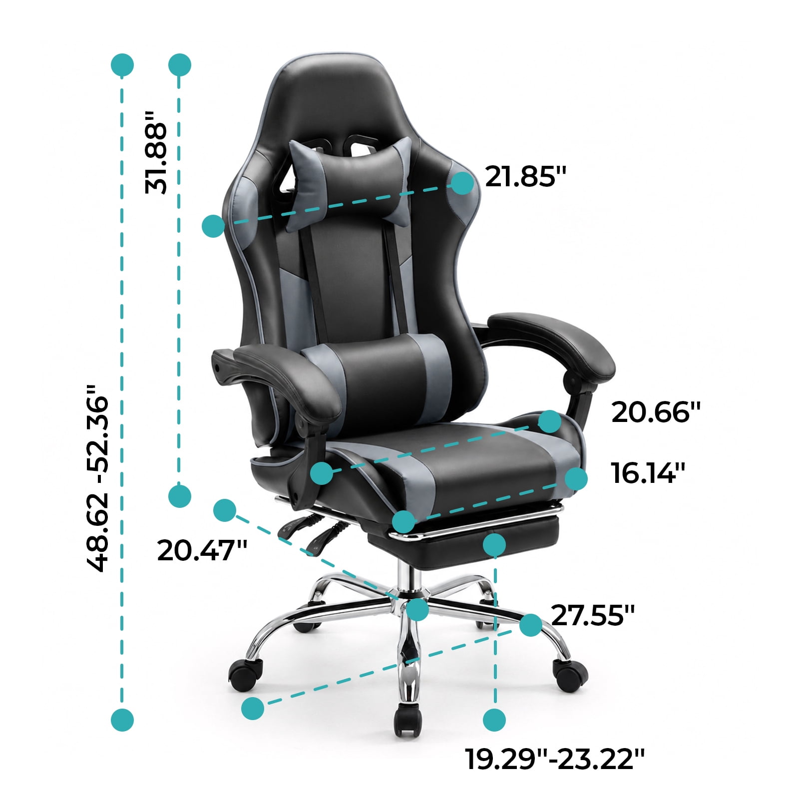 Alvantor Gaming Chair, Adjustable Backrest and Height, Ergonomic Computer Chair with Footrest and Lumbar Support, 275lb Capacity