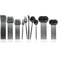 thumbnail image 1 of JASHII Flatware Silverware Set Stainless Steel Satin Finish Cutlery Set Service for 6, 30-Piece Spoons And Forks Kitchen Utensil Set, Dishwasher Safe (Matte Black), 1 of 7