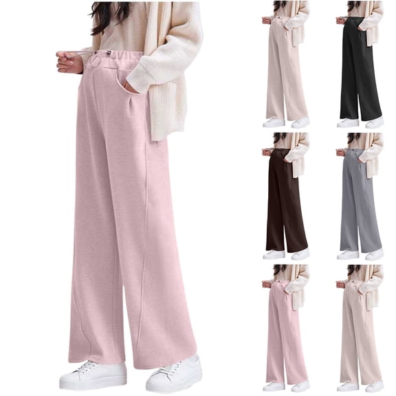 Bixock Casual Maternity Pants over the Belly Plus Size Pregnancy Pants Stretchy Silk Elastic Waist Loose Wide Leg with Pants Pockets