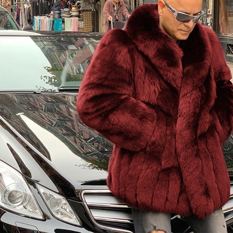 Men Faux Fur Coat Long Sleeve Fluffy Jacket Warm Parka Canada Men Faux Fur Coat Long Sleeve Fluffy, Mens Faux Fur Mink Coat