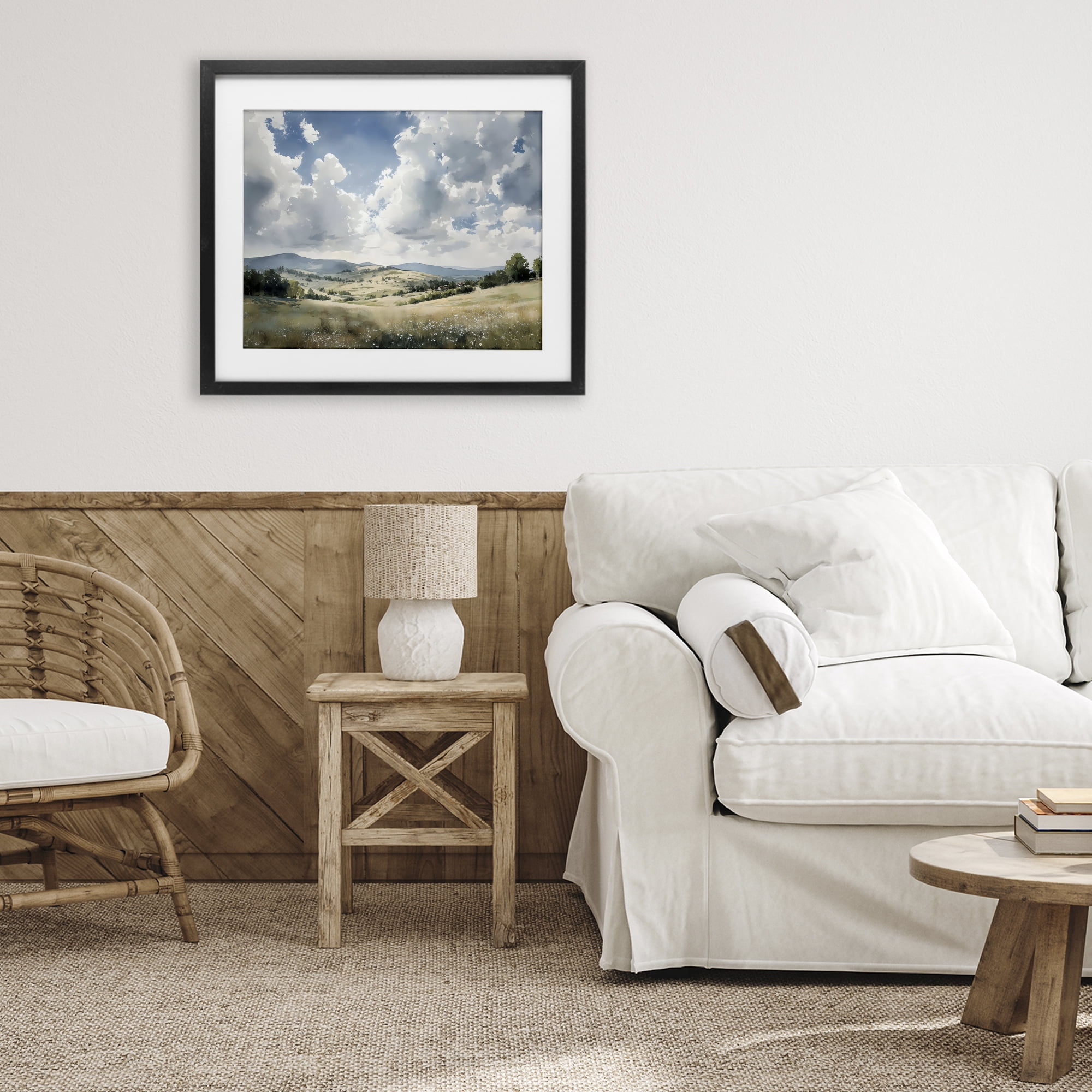Stupell Industries Cloudy Hills Meadow Black Framed Print Under Glass, design by Franklyn Gregory