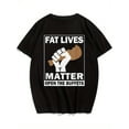 thumbnail image 2 of Men's 100% Cotton T-Shirt - Funny Satire Humor Graphic Tee with " LIVES OPEN THE BUFFETS" Slogan & Fist Design, Loose Fit Casual Shirt for Labor Gifts, Comfortable Daily Wear, 2 of 5