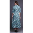 thumbnail image 4 of Bimba Robe Anarkali Imprimée à Plumes de Paon Bleues pour Femmes, Col Mandarin, Kurtis Indiennes pour Femmes, Tenue de Fête - Moyen, 4 of 5