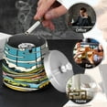 thumbnail image 6 of Outdoor Ashtray with Lid for Cigarette Stainless Steel Smokeless Ash Tray for Patio Home Table Decor Vibrant Woodblock Landscapes, 6 of 7