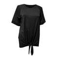 thumbnail image 3 of fatyb Women's Short Sleeve Tie Front T Shirts Crew Neck Loose Blouses Solid Color Casual Summer Tops, 3 of 4