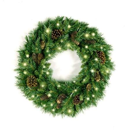 National Tree Co. Pre-Lit Pine Cone Wreath with 50 Clear Lights