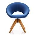 thumbnail image 5 of Costway Silla giratoria mid century, sillón moderno de tejido con patas de sólida madera de haya, asiento extra grande, respaldo redondo con mechones, 5 of 5