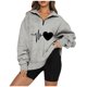 thumbnail image 1 of Moda mujer Casual estampado cuello vuelto manga larga suelta camiseta otoño blusa pulóver Tops Pompotops  FGAJ21938, 1 of 6