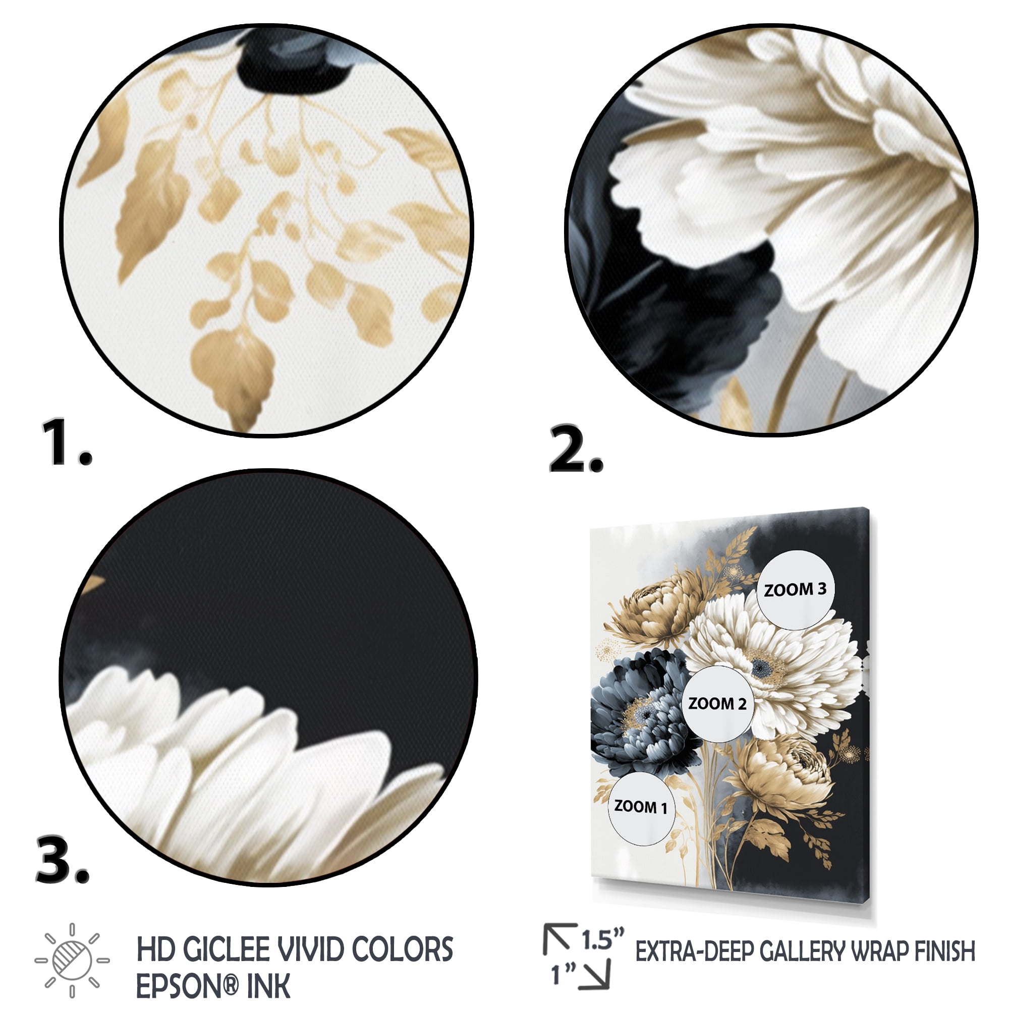 Designart White Watercolor Daisies Canvas Wall Art