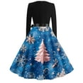 thumbnail image 3 of Christmas Dresses for Women Plus Size Christmas Costumes Long Sleeve Cute Snowflake Dress Holiday Crew Neck Vintage Dresses Glitter Xmas Tree Print Hepburn Swing Dress, 3 of 3
