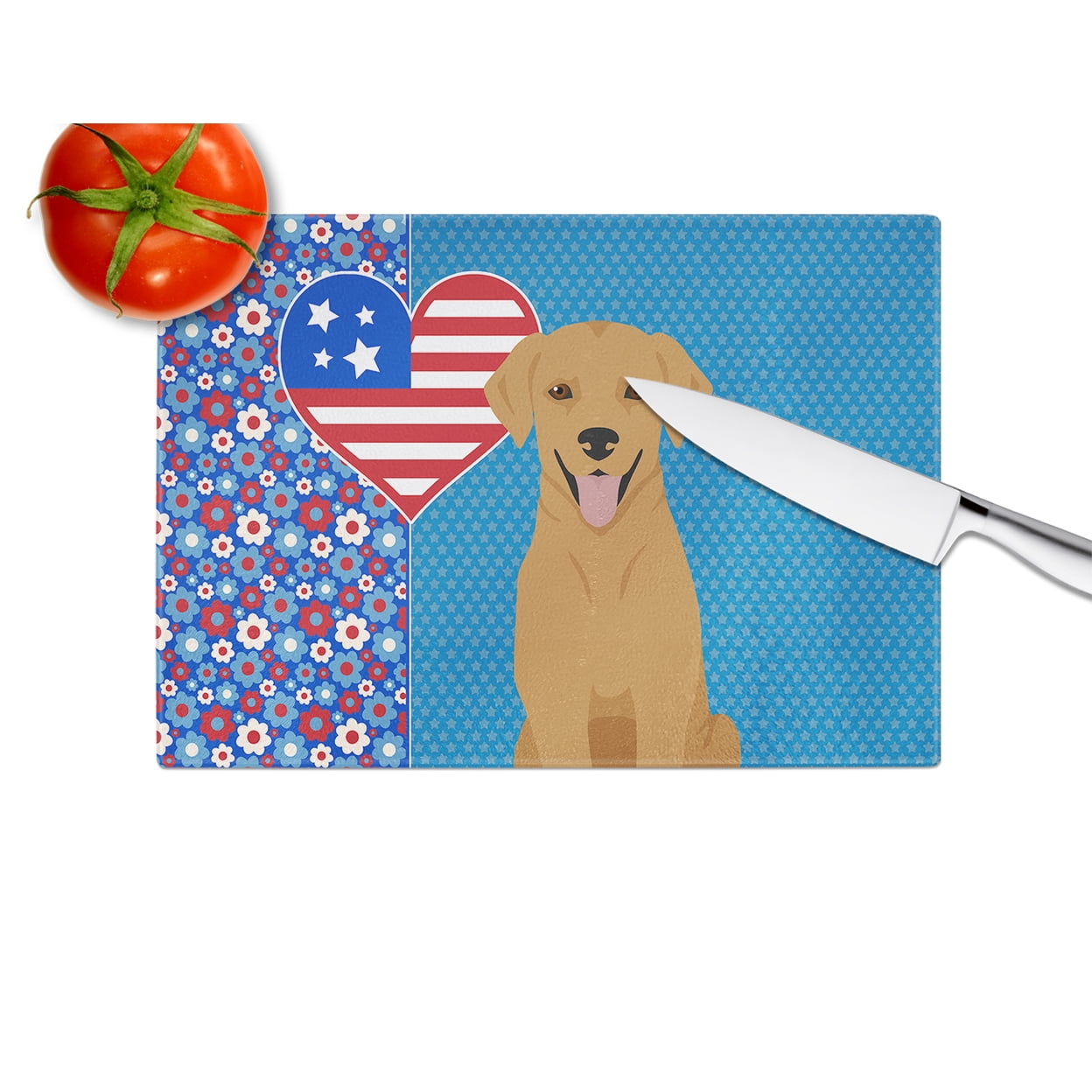 Red Fox Labrador Retriever Glass Cutting Board Large 12 in x 15 in