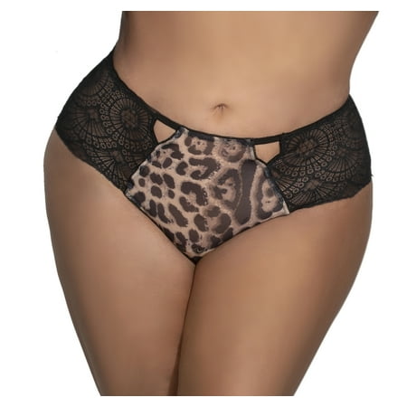

Lacy Line Plus Size Sexy Leopard And Lace High Waist Cheeky Panties