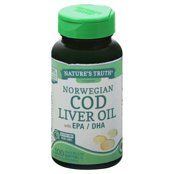 Nature's Truth Norwegian Cod Liver Oil with EPA & DHA Softgels, 100