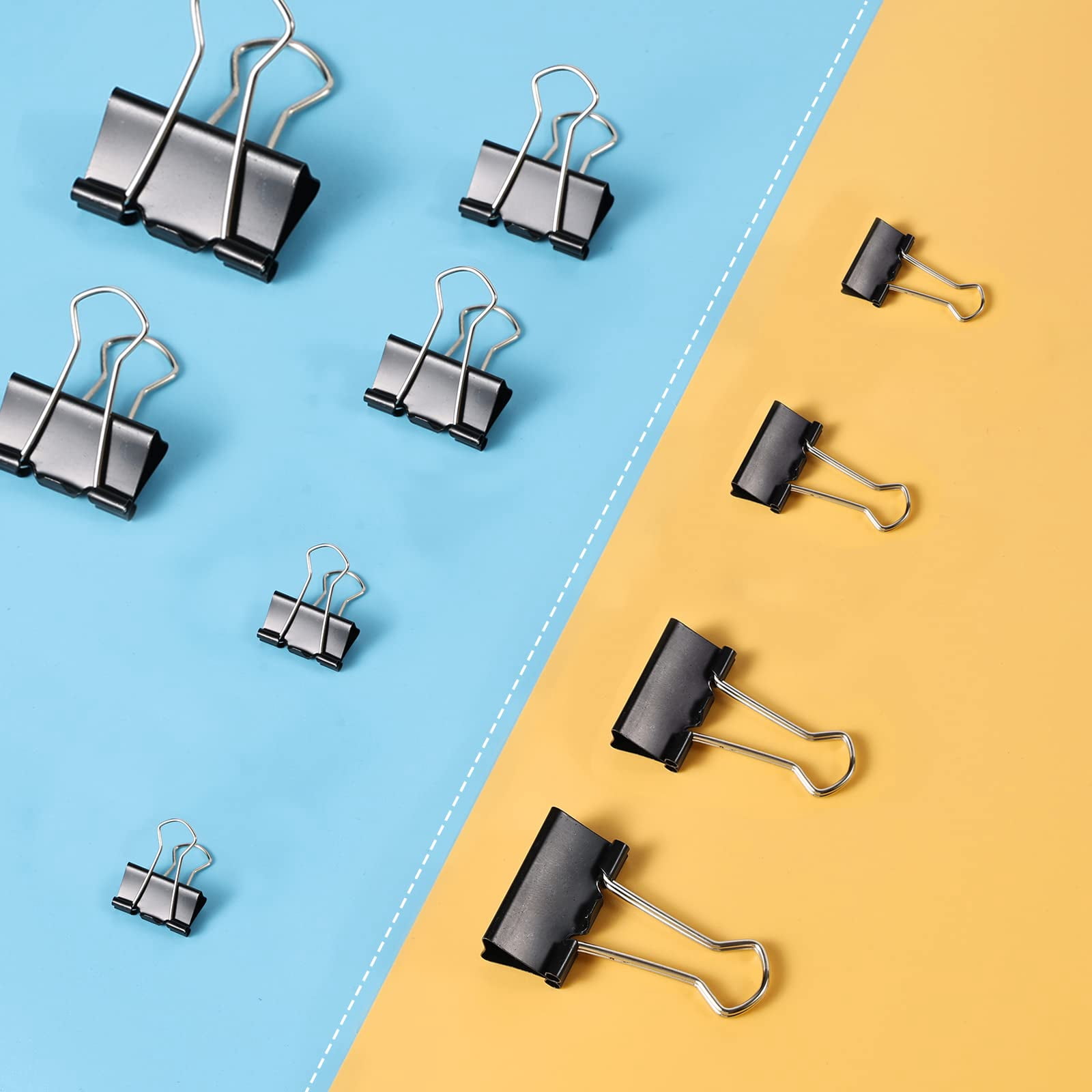 Binder Clips Paper Clamps Assorted Sizes, Metal Paper Binder Clip, Black Binding Paperwork Clamp Bulk, School Teachers Office Supplies