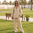 thumbnail image 4 of Linen Two Piece Sets for Women V Neck Zipper Matching Sets Loungewear Fall Travel Outfits Fashion 2026 ,2XL, 4 of 7