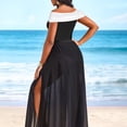 thumbnail image 2 of Traje de baño de dos piezas para mujer, vestido de playa de una pieza a prueba de sol con hombros descubiertos y top de tubo sexy de color sólido a la moda, 2 of 5