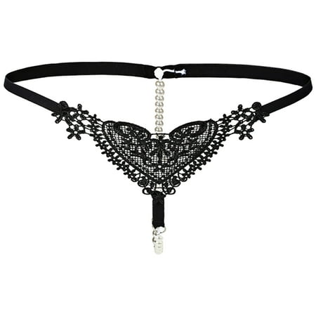 Xiaoxatg Sexy Panties for Women Women s Solid Color Sexy Beaded Transparent Low Waist Lace Heart Embroidery Thong Panties Womens No Show Panties Boy Shorts
